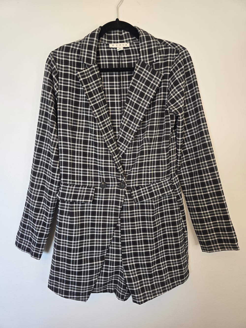 HYFVE Black & White Plaid Single-Button Blazer
